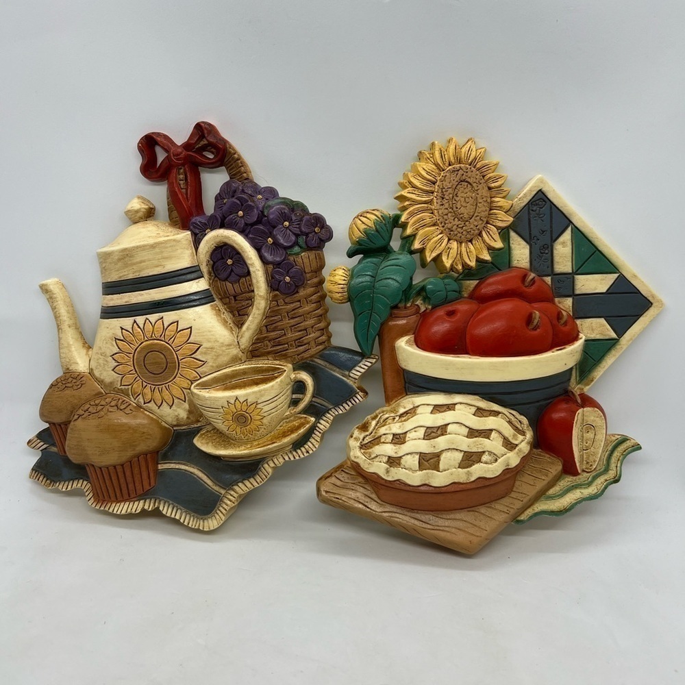 Home Interiors Cream, Red, Yellow, Purple, Green Kitchen Wall Plaques